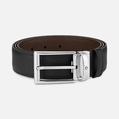 Black/brown 35 mm reversible leather belt